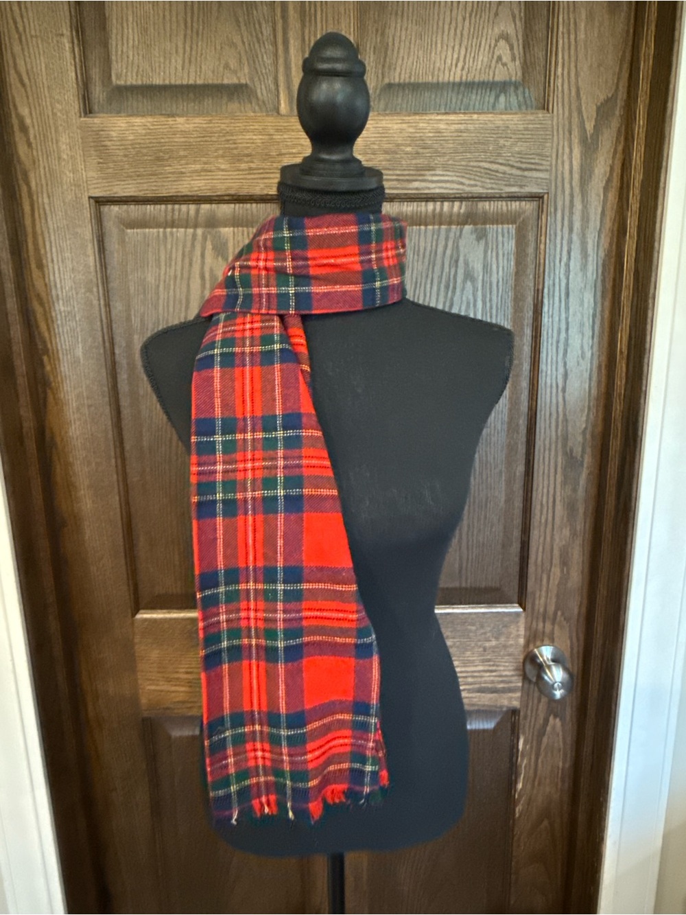 Pendleton Classic Red Tartan Plaid 100% Virgin Wool Scarf Made in USA